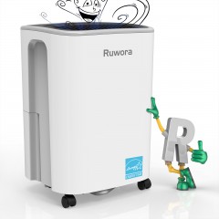Dehumidifier 2500 Sq.Ft 30 Pint, Dehumidifiers for Home Basement Bedroom Bathroom, RUWORA Dehumidifiers with Drain Hose, Overflow Protection, 0.66 Gallon Water Tank, 24H Timer